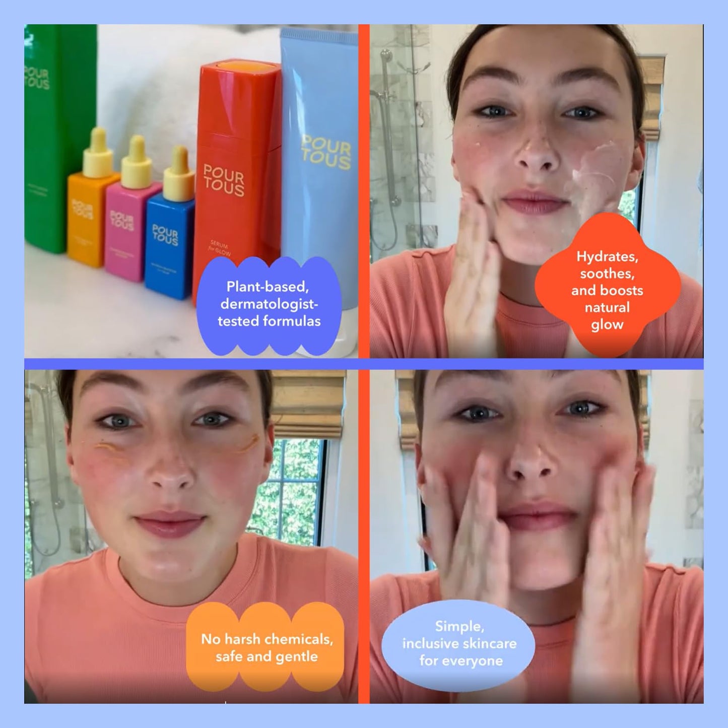 POUR TOUS Base Facial Serum (1 floz) | Lightweight Face Skin Treatment w/Niacinamide & Cucumber | Safe Plant-Based Skincare For Tweens Teen & Young Adult Skin