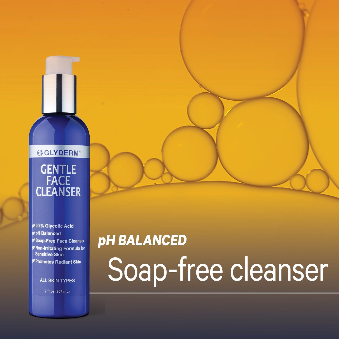 GlyDerm® Gentle Face Cleanser | Soap-free Concentrated Cleanser | 0.2% Esterified Glycolic Acid | Gently Exfoliates as it Cleans | Gentle Enough for Twice Daily Use | All Skin Types | 7 oz pump