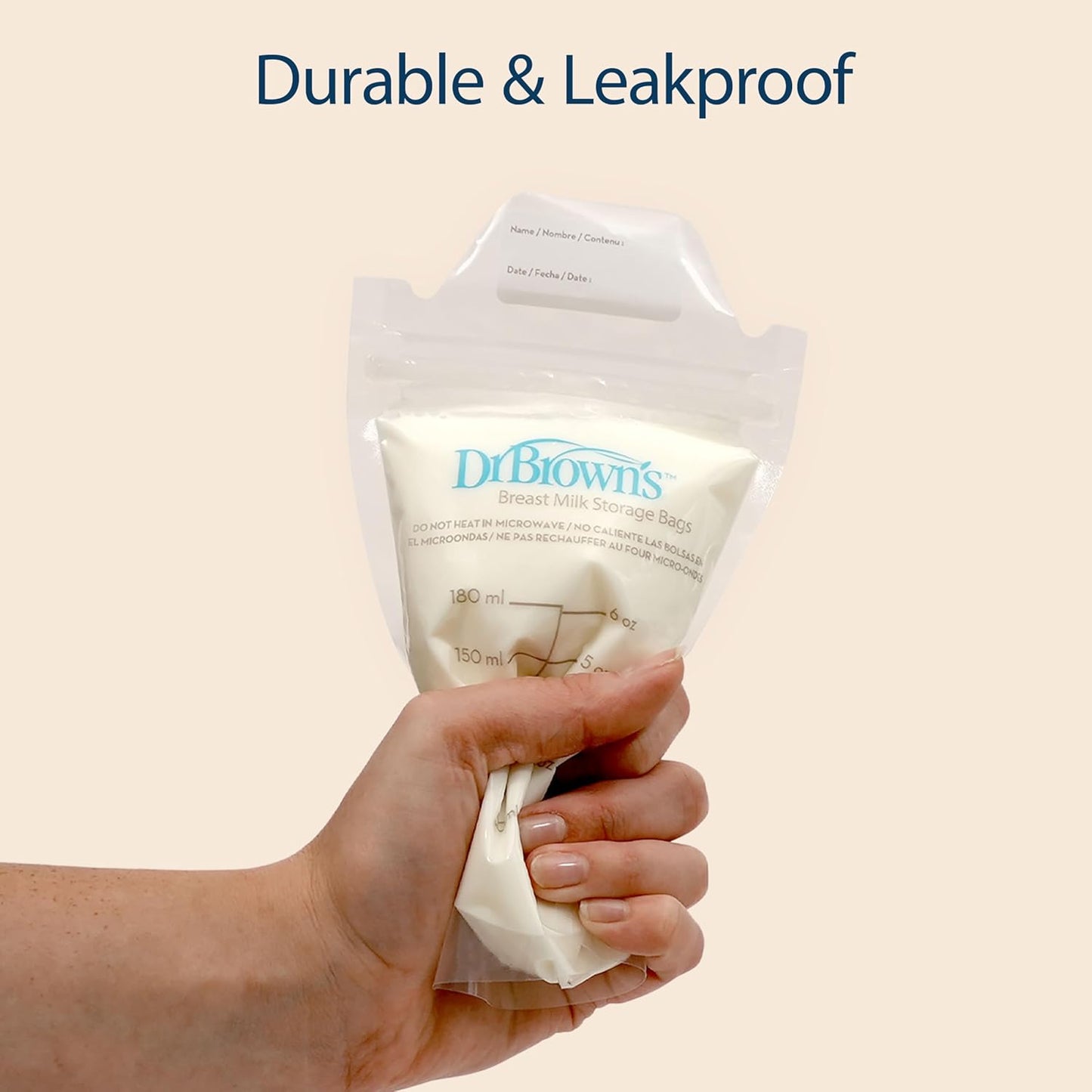 Dr. Brown’s Breast Milk Storage Bags - Durable Disposable Freezer Bags | 100 Count, 6 oz, BPA-Free