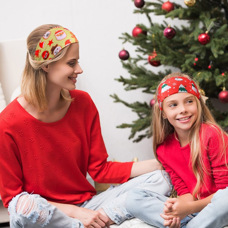 MTLEE 12 Pcs Christmas Stretchy Headbands for Women Christmas Hair Accessories Non Slip Head Wrap for Women(Stylish Pattern)
