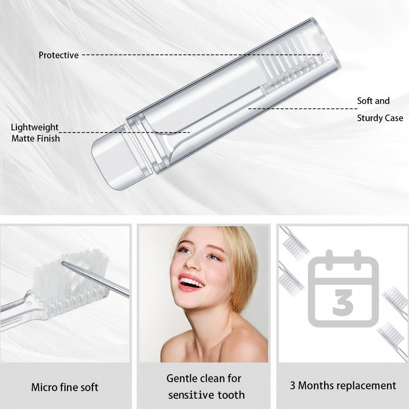 Rtteri 50 Pcs Travel Toothbrush Kit Bulk Folding Tooth Brush with Cover Transparent Potable Travel Size Mini Toothbrush Small Foldable Manual Tooth Brushes for Adult Camping School (Clear)