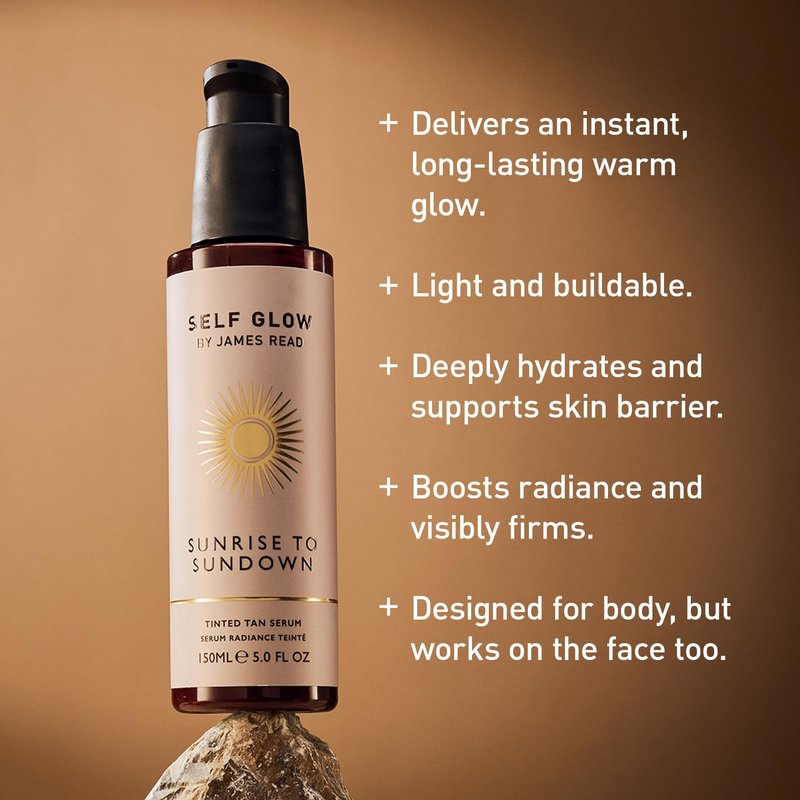 Self Glow by James Read - Sunrise to Sundown Tinted Tan Serum | Instant, Customizable Glow | Hydrate, Nourish, Soften | Non-Allergen Fragrance, Silicone + Drying Alcohol-Free (150mL | 5 fl oz)