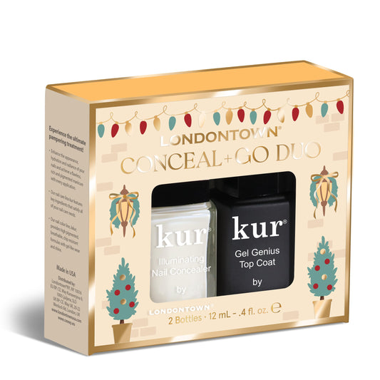 LONDONTOWN kur Original Nail Conceal & Go Duo Set, Includes Original Nail Illuminating Concealer & Gel Genius Top Coat, 2 Piece Set, 0.4 Fl Oz