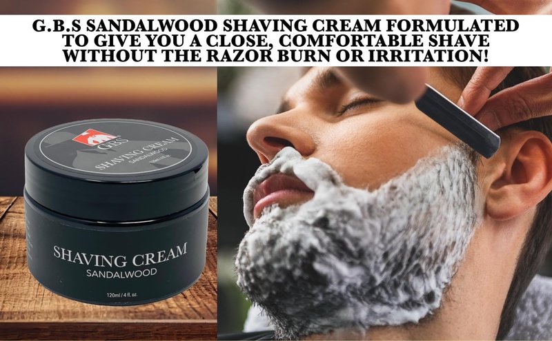 G.B.S 4 Piece Shaving Set, 5 Blade Cartridge Compatible Black Handle Razor, Black Shaving Brush Synthetic, Shave Razor and Brush Stand, Sandalwood Shaving Cream Grooming Kit for Men