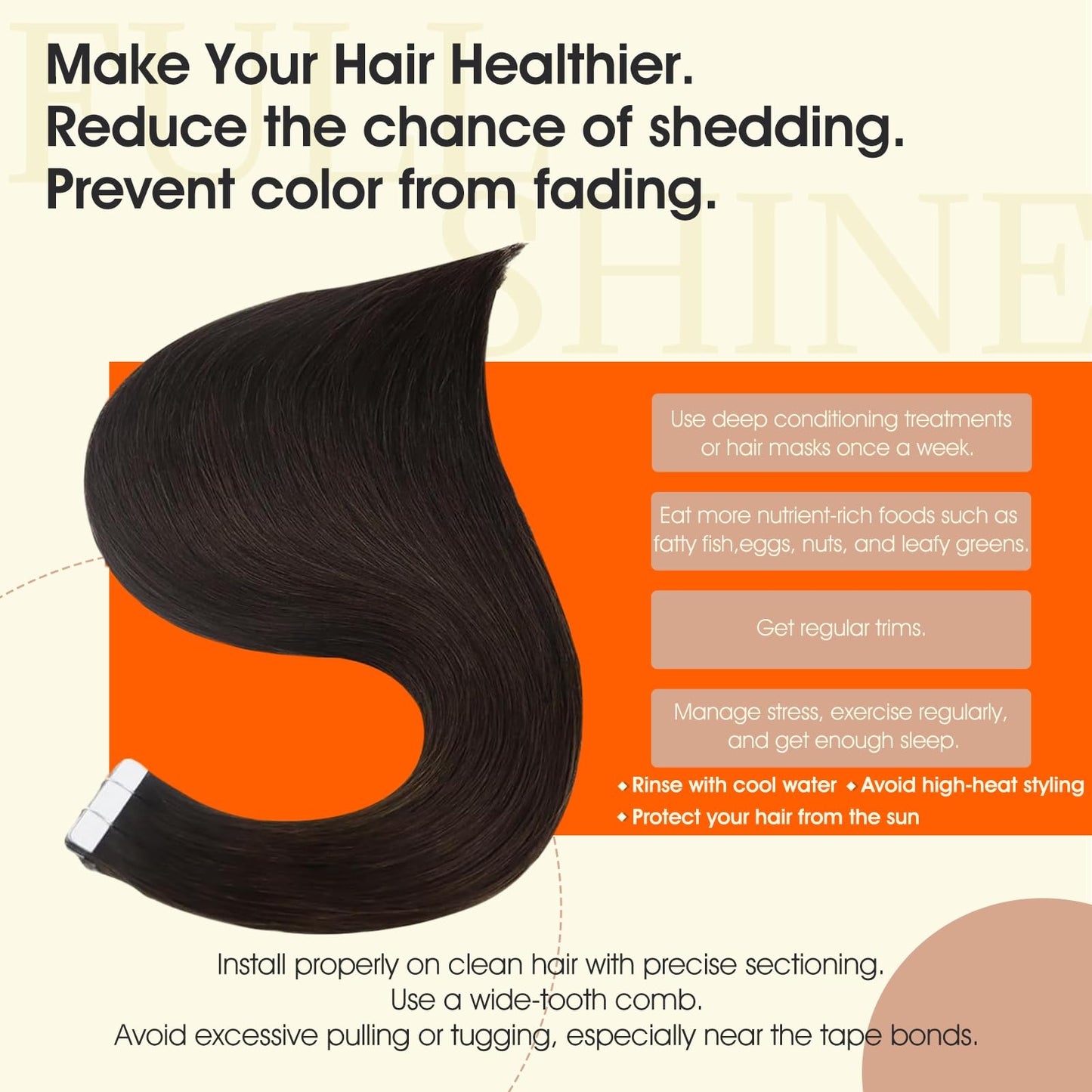 Full Shine Brown Tape in Hair Extensions Real Human Hair 20 Inch Skin Weft Seamless Pu Human Hair Extension 20 Pcs 50Gram Thick End Straight Hair Remy Tape in Hair Extensions Add length for Women