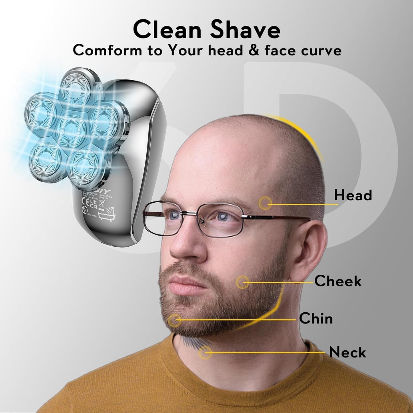 Kibiy 6D Blade Replacement Heads,Electric Shaver Replacement Head for Electric Razor for Men Wet and Dry Compatible Many Models Waterproof Head Razor-Silver