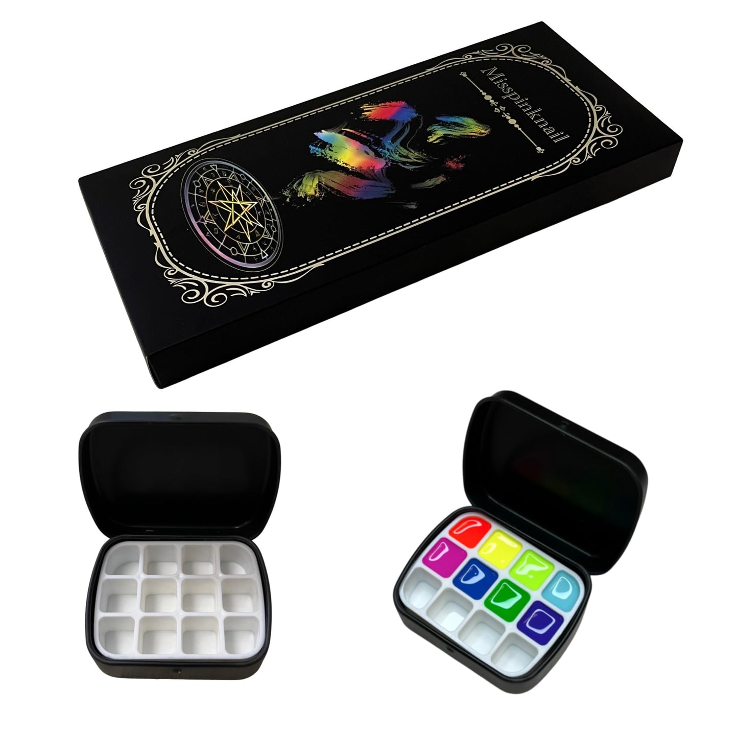 YJMyujimi Advanced Painting Gel for Nail Art,8 colour kit with 2 palette(12 divsions),Non wipe,Manicure Professional Nail Salon DIY at Home Gift (C)