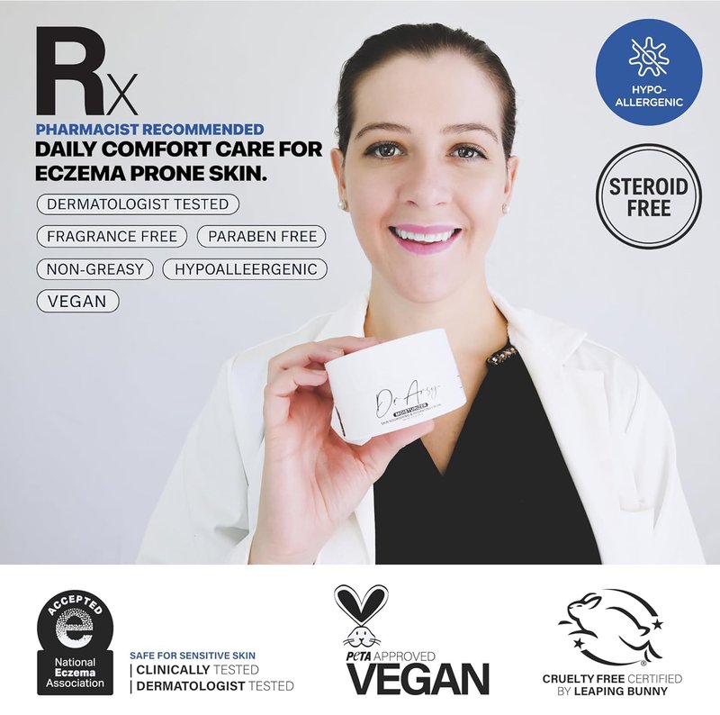 Dr. Arsy Eczema Cream #003 Clinically Tested Ultra-Rich Relief, Repair & Hydrating Moisturizer for Dry Sensitive Face & Body | Hypoallergenic | Steroid-Free, Vegan | Vitamins & Amino Acids | 4 oz