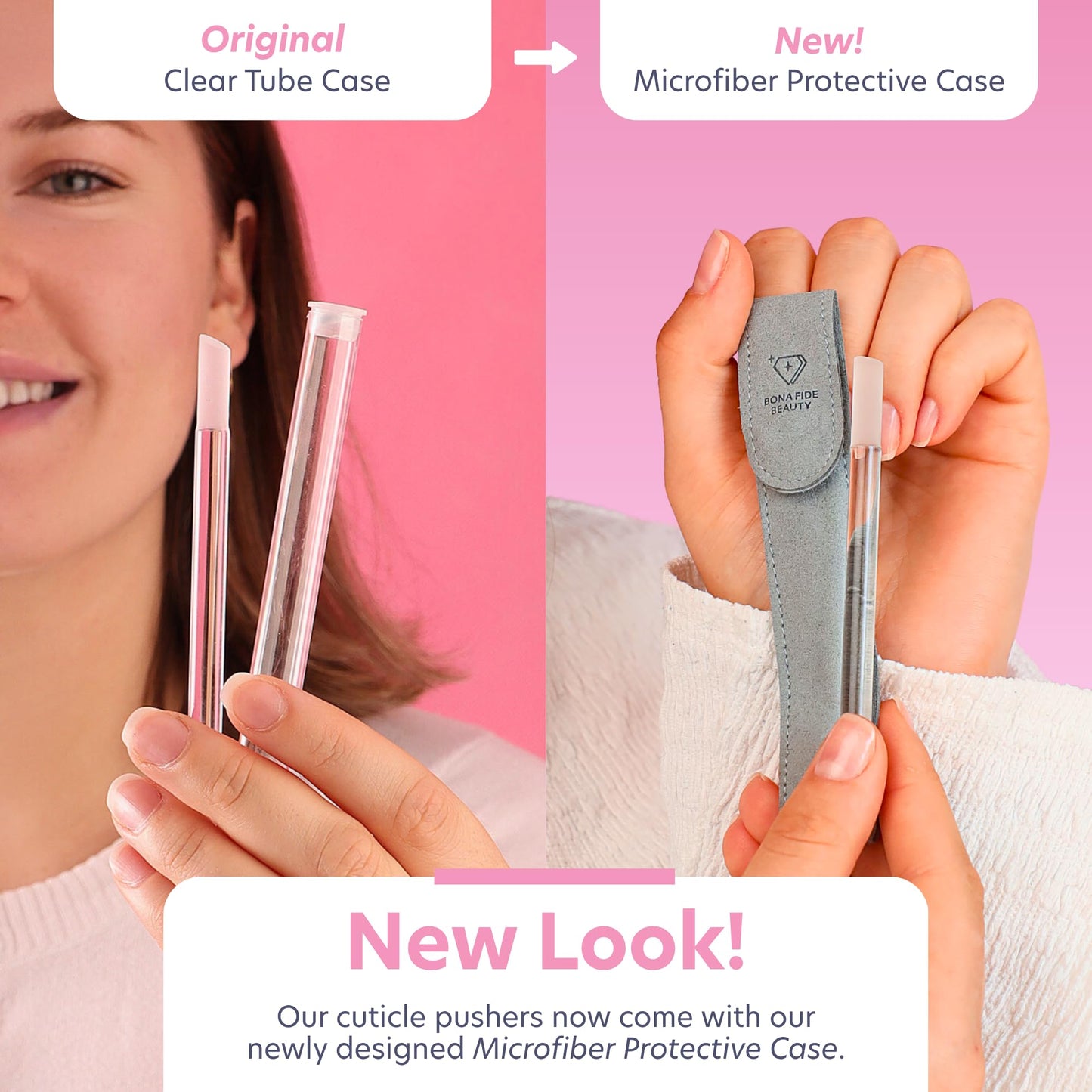 Bona Fide Beauty Czech Glass Cuticle Pusher (Clear), 1Pc with Pouch
