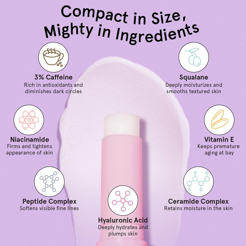 grace & stella Under Eye Brightener Balm Stick - Travel Essentials - Caffeine Eye Cream for Dark Circles, Puffiness, Wrinkles - Vegan Moisturizer Stick with Niacinamide, Hyaluronic Acid (0.13oz/3.5g)