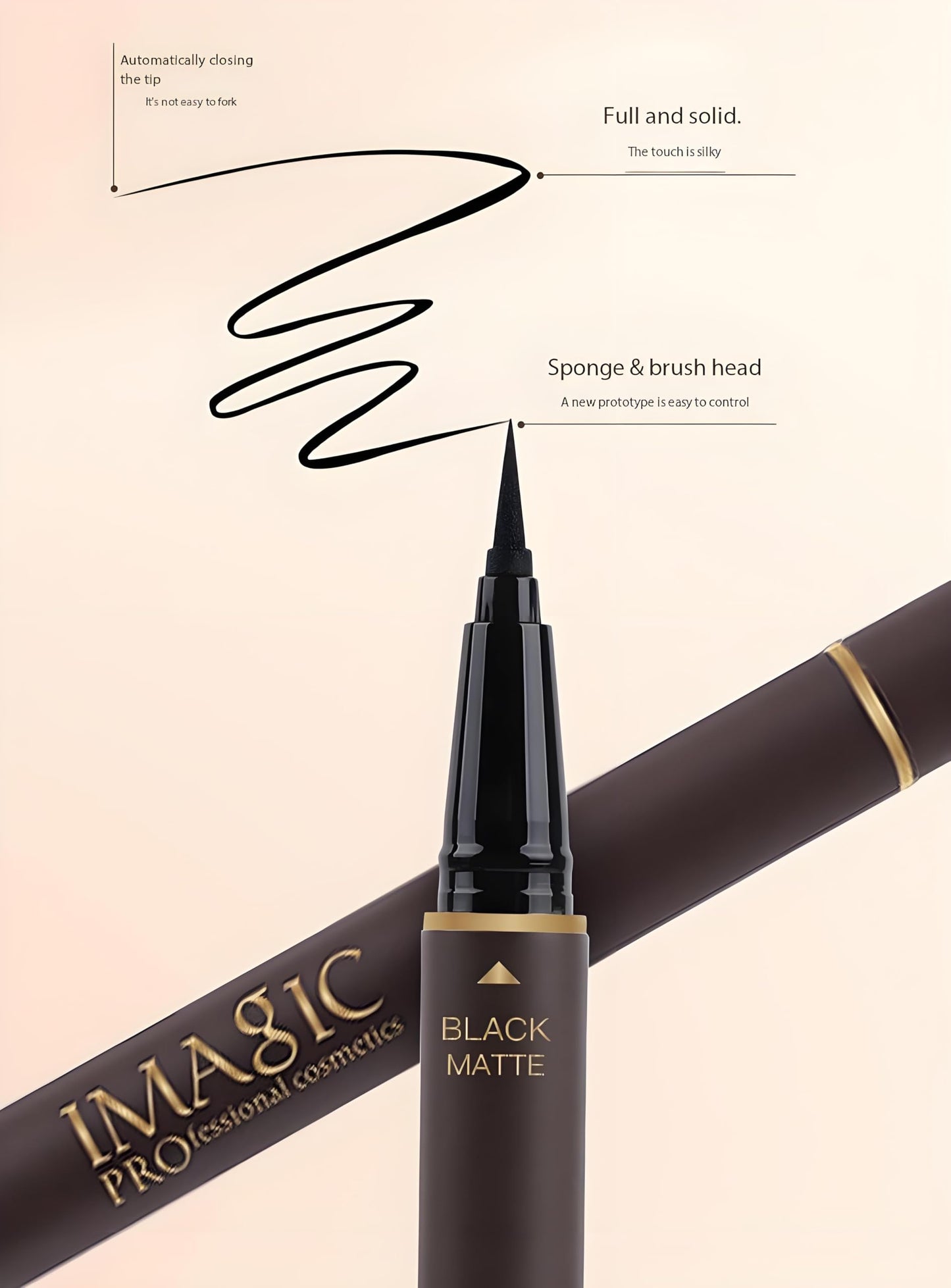 Wismee Double Head Eyeliner Pen, Waterproof Liquid Eyeliner, Long-Lasting, High-Pigmented Liner, Vegan & Cruelty-Free, Black & Gold