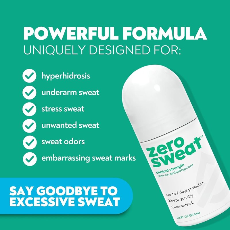 ZeroSweat Antiperspirant Deodorant - Clinical Strength Hyperhidrosis Treatment | Reduces Armpit Sweat (2 Pack)