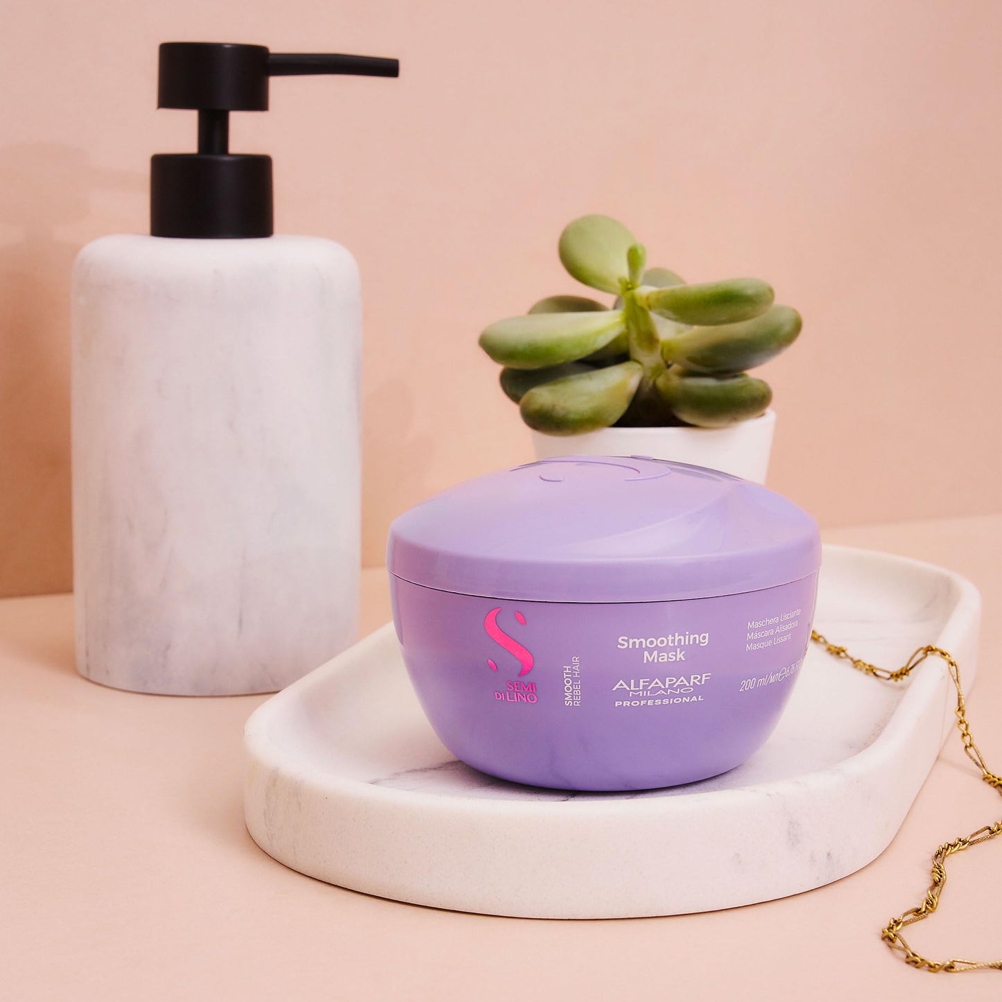 ALFAPARF MILANO Semi di Lino Smooth Mask for Frizzy and Rebel Hair - Intensive Detangling Hair Treatment - Controls Frizz - Straightens and Hydrates Unruly Hair, 6.76 fl. oz.