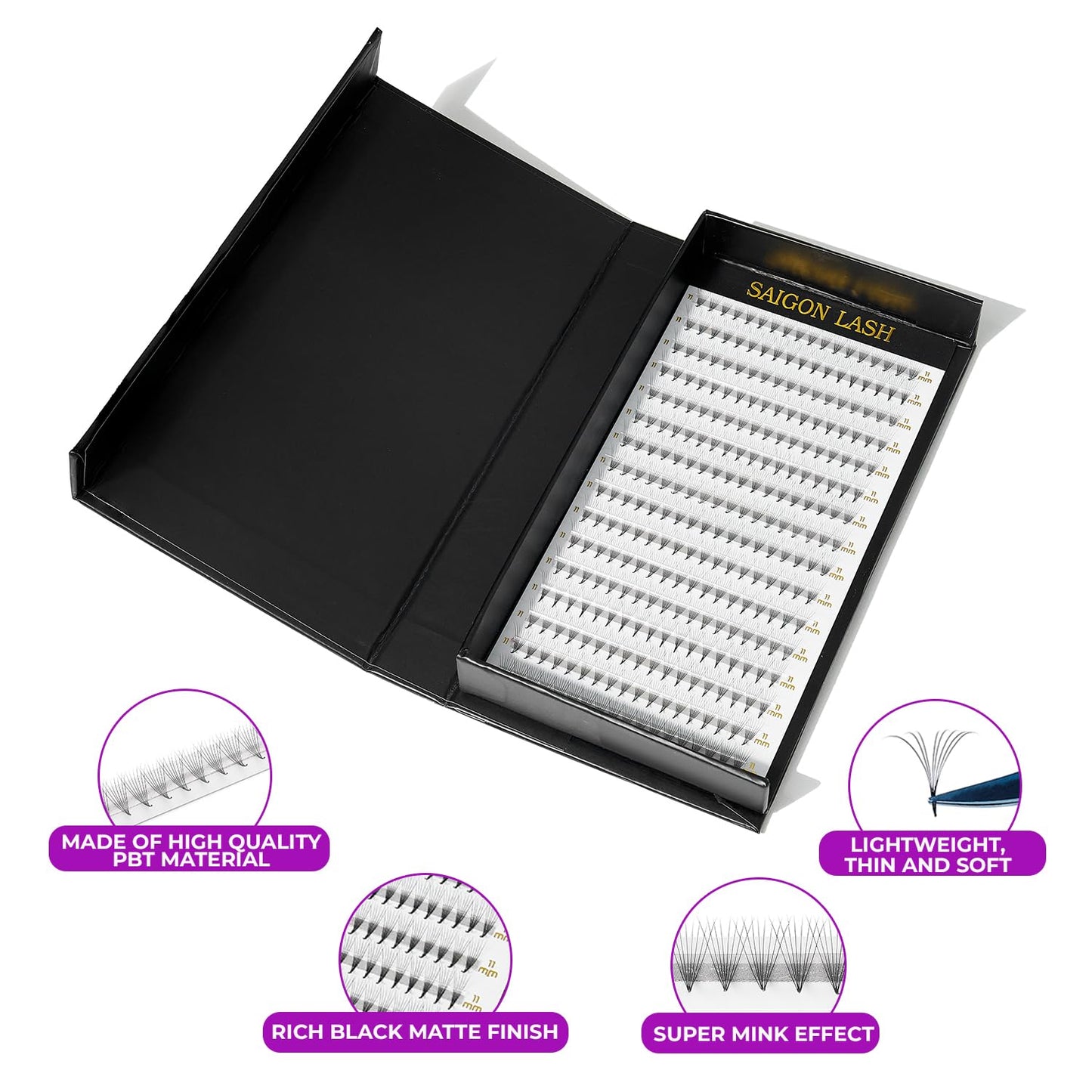 SAIGON LASH 8D Promade Fans Laser Tech Lash Extensions Black-0.05-D-13