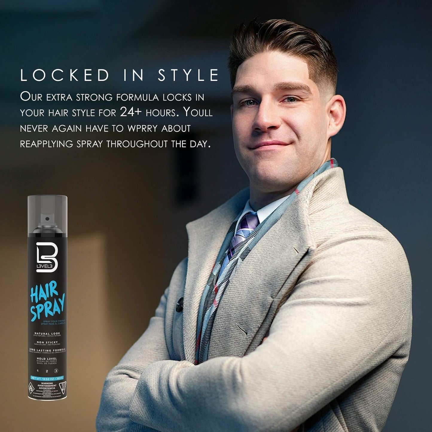 L3 Level 3 Hair Spray - Long Lasting and Strong Hold - Great for Men and Women - Level Three - Suitable for All Hair Types