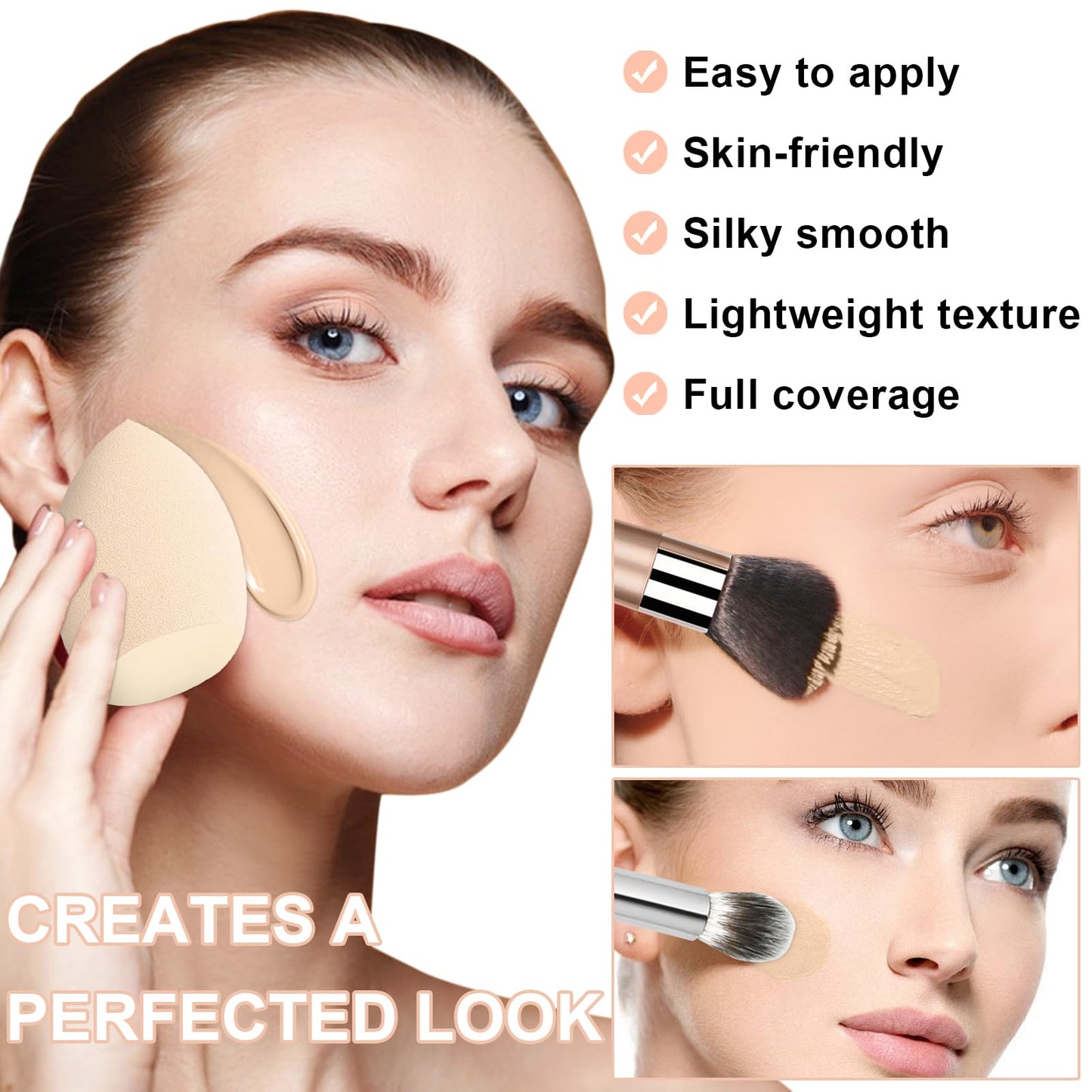 Airbrush Foundation Makeup Spray, Long-lasting Silky Mist Foundation Spray with Brush, Flawless Coverage Foundation for Smooth Radiant Skin, Formula Breathable Moisturizing Makeup (03 Nude)
