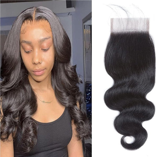 NC Body Wave Lace Closure 4x4 Free Part Closure Human Hair Brazilian Virgin 100 Unprocessed Human Hair Lace Closure Natural Color with Baby Hair(22)