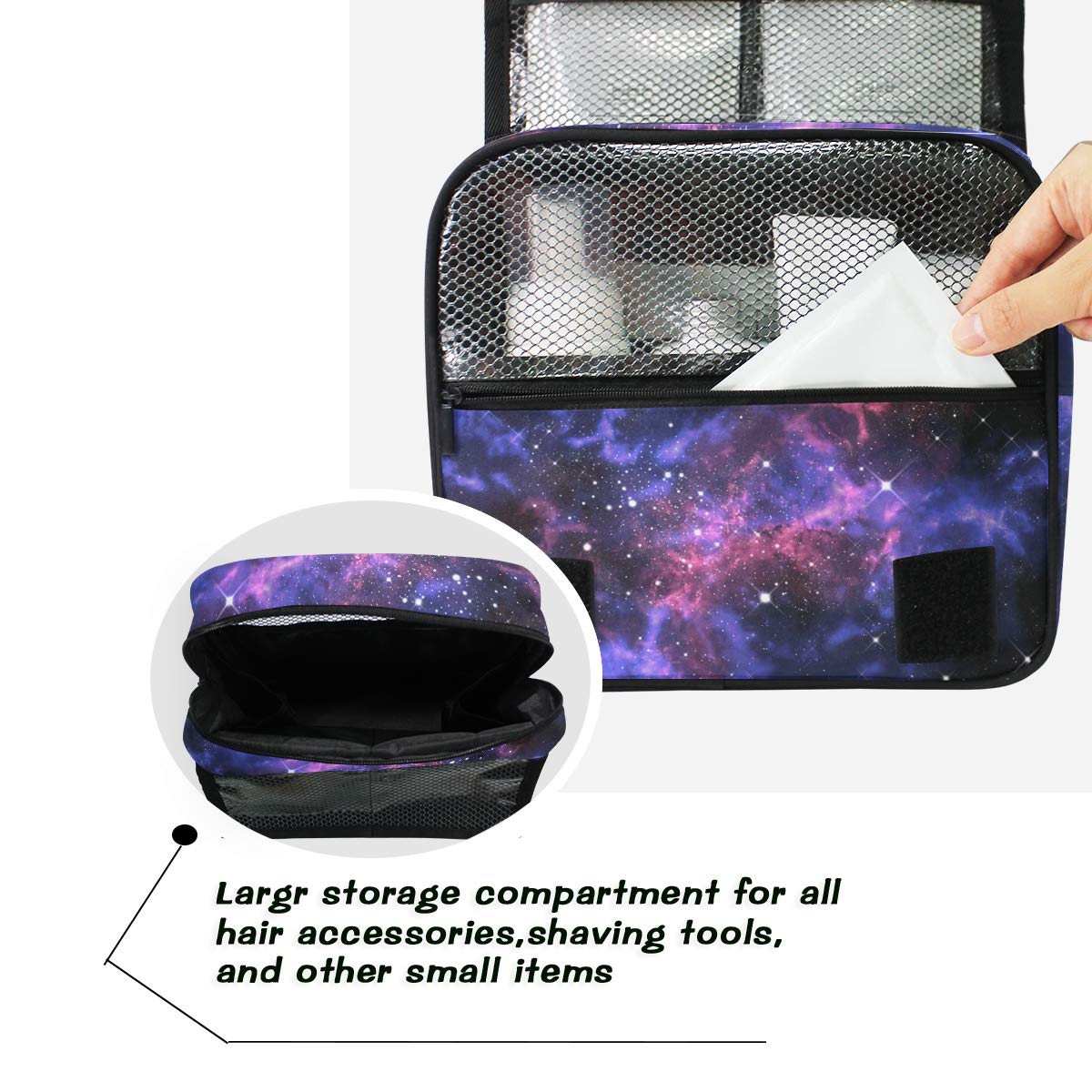 Hanging Toiletry Bag Universe Galaxy Star Space, Makeup Bag Cosmetic Bag Bathroom Travel Organizer Large for Women Girls
