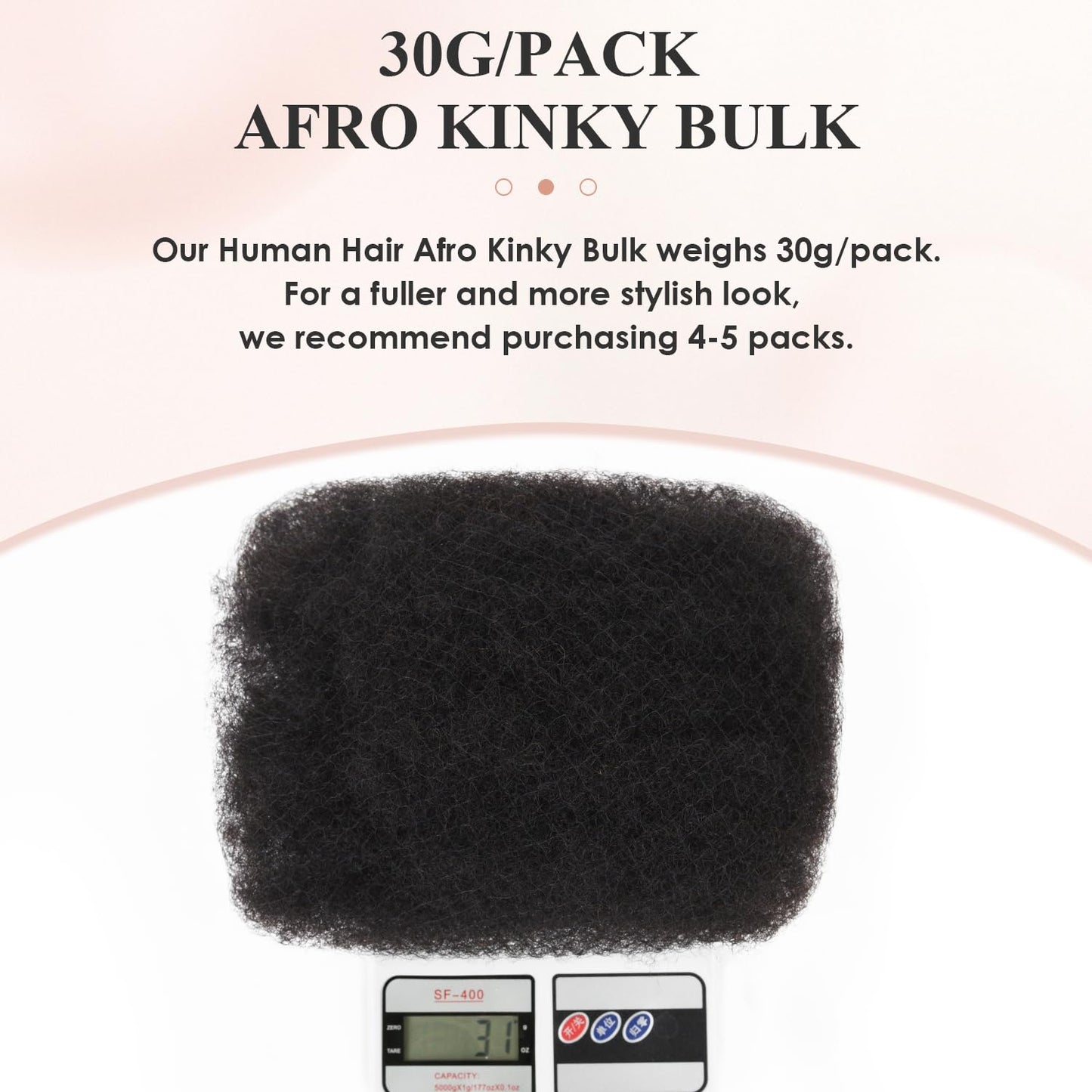 Teresa Afro Kinkys Bulk Human Hair For Twists, Afro Kinky-Curly Human Hair Bulk For Dreadlocks Extensions,Bulk Human Braiding Hair Afro Kinky Twist Extensions Natural And Soft (14 Inch, 30g/Pack)