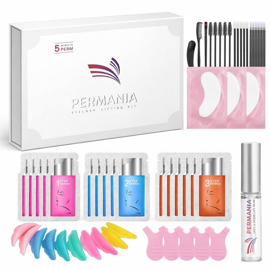 PERMANIA Eyelash Lift Kit, Natural Curling and Lifting Effect Lash Lift Kit & Brow Lamination Kit Fast Perming with Easy Instructions