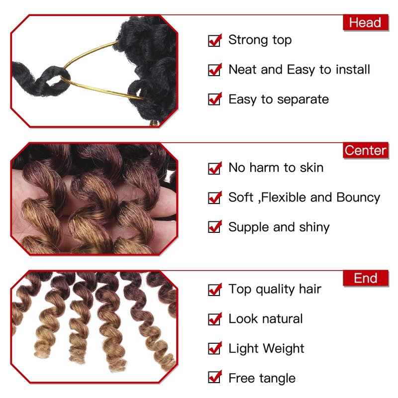 5 Packs Wand Curl Hair 8inch Jamaican Bounce Synthetic Crochet Twist Braids Hair Extension 20strands/pack Xtrend Hair (1B3027#, 5packs/Lot)