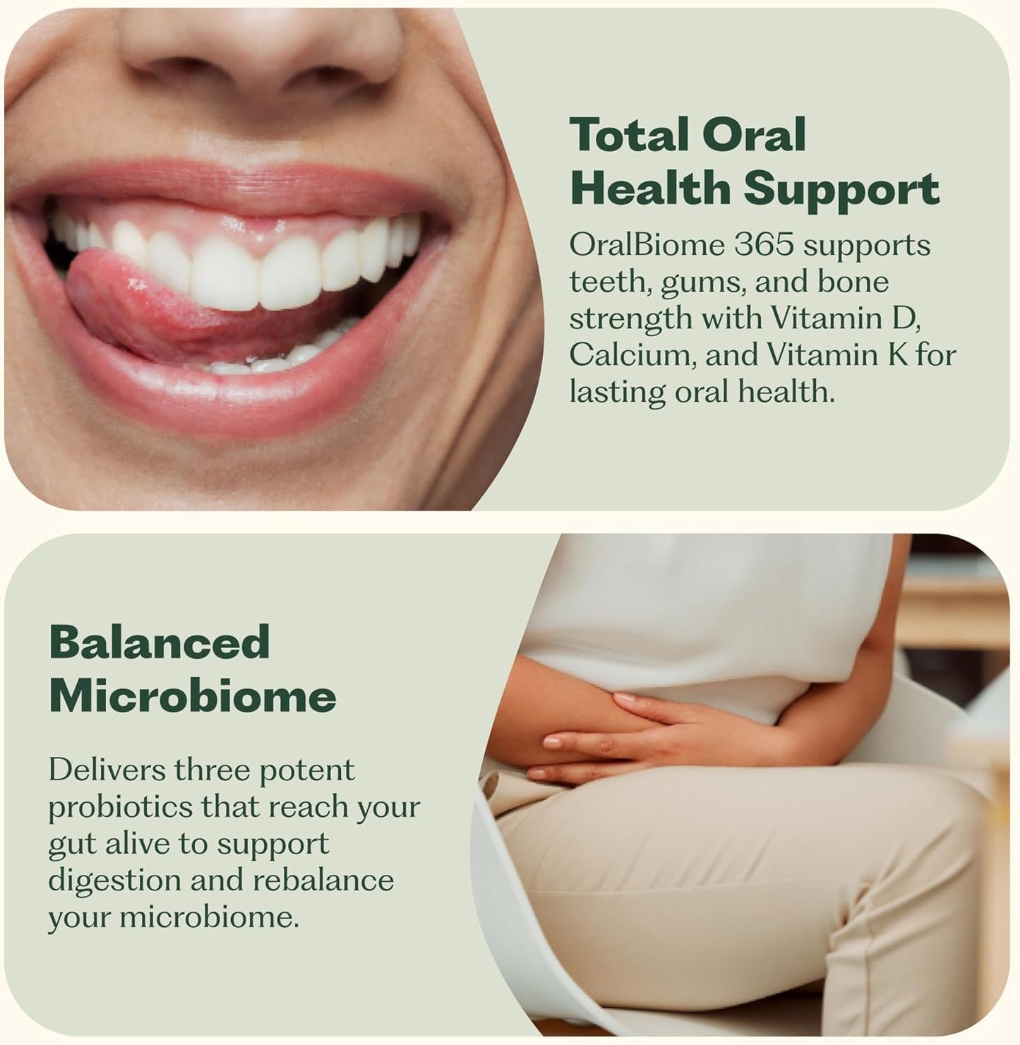 OralBiome 365 Chewable Oral Probiotics - Fresh Breath & Gut Health Support | Zinc & Vitamin C | Vanilla Mint, 90 Servings