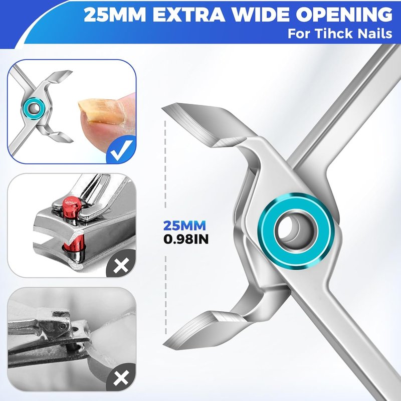 Nail Clippers for Men - Heavy Duty Angled Head Toe Nail Clippers for Thick Ingrown Nails | Wide Jaw Design