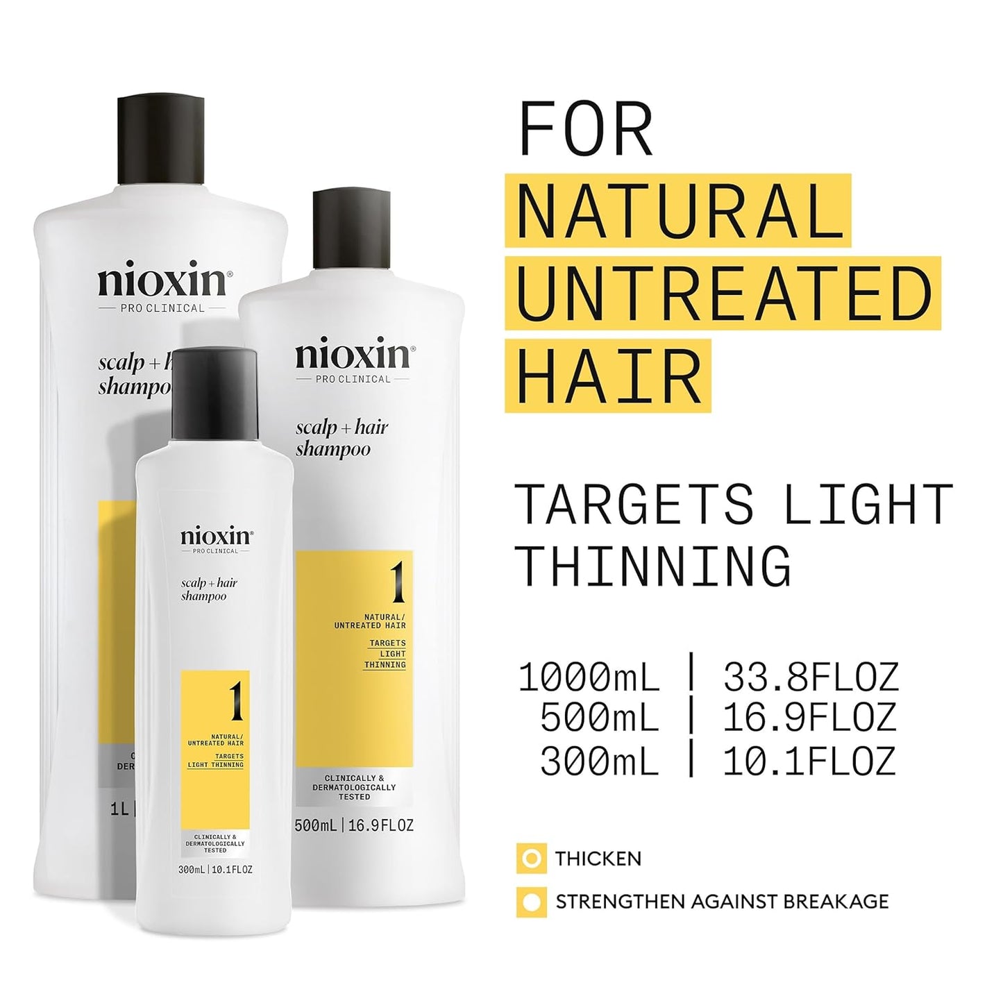 Nioxin Scalp & Hair Thickening Shampoo - Strengthen Natural Hair with Niacinamide & Biotin | For Light Thinning