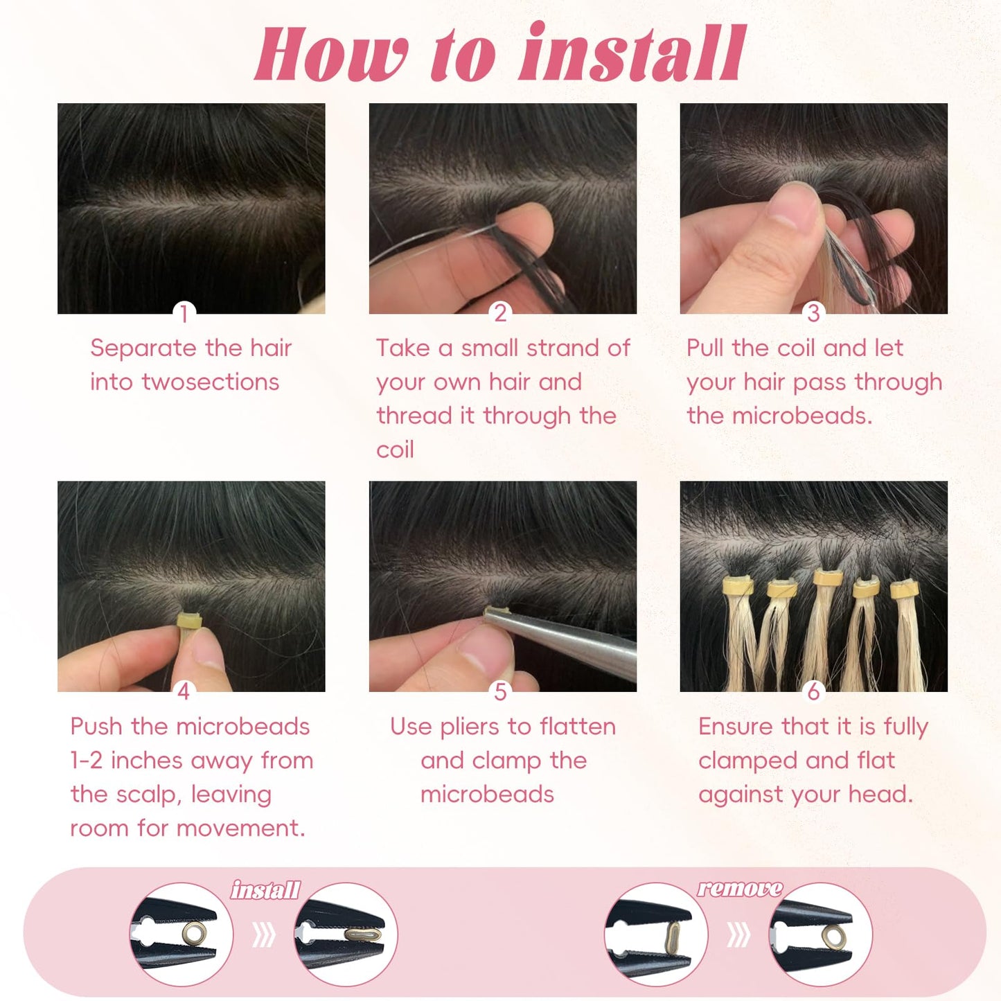 Eliysako Microlink Hair Extensions Human Hair 50g/pack Golden Brown mix Bleach Blonde 18inch Micro Loop Microbead Hair Extensions Real Smooth Human Hair Cold Fusion