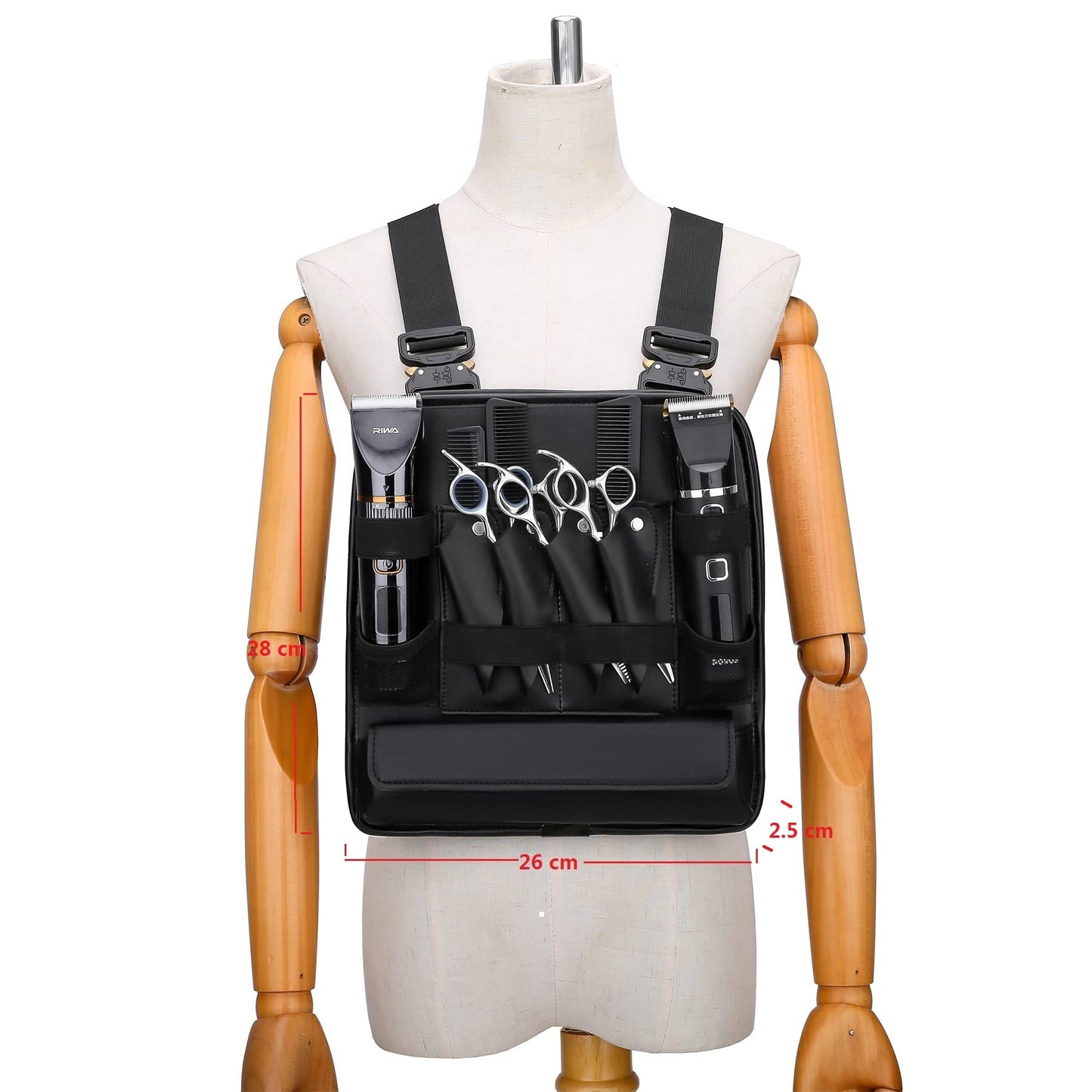 Muserise Leather Fashionable & Functional Chest Rig Bag for Barbers, Stylish Haircut Tools Storage Chest Bag for Barber (Olive)