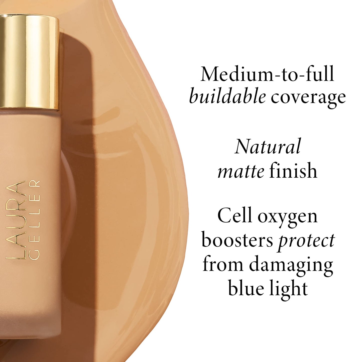 LAURA GELLER NEW YORK Double Take Liquid Foundation | Medium to Full Coverage, Natural Matte Finish, Porcelain