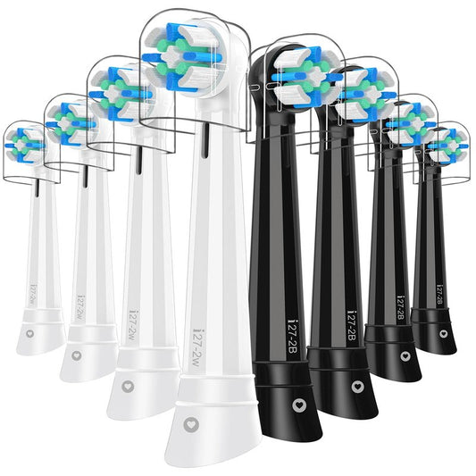 8 Pack IO Replacement Heads Compatible with Oral B IO 2/3/4/5/6/7/8/9/10/Deep Clean Series Electric Toothbrushes, Brush Heads Compatible with Oral B iO (Black/White)