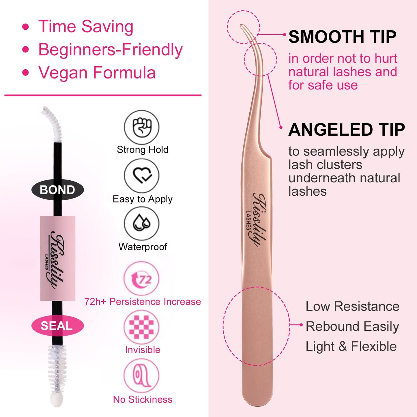 Plume Brown Lashes Natural Lash ClustersWith Invisible Band DlY Lash Extension Kit Eyelash Kit with Bond and Seal 8-16mm C Curl Beginner Individual Lashes Long lasting Makeup For Girl