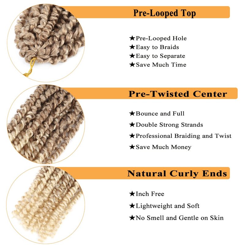 Passion Twist Hair - 18 Inch Ombre Blonde Pre-Twisted Crochet Hair for Black Women | 7 Packs 27/613
