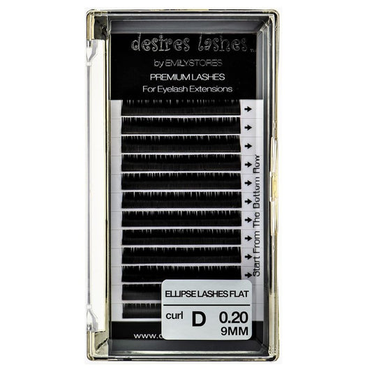 Ellipse Lashes - Flat 0.20mm Thickness D Curl Eyelash Extensions | 9mm Length for Stunning Volume