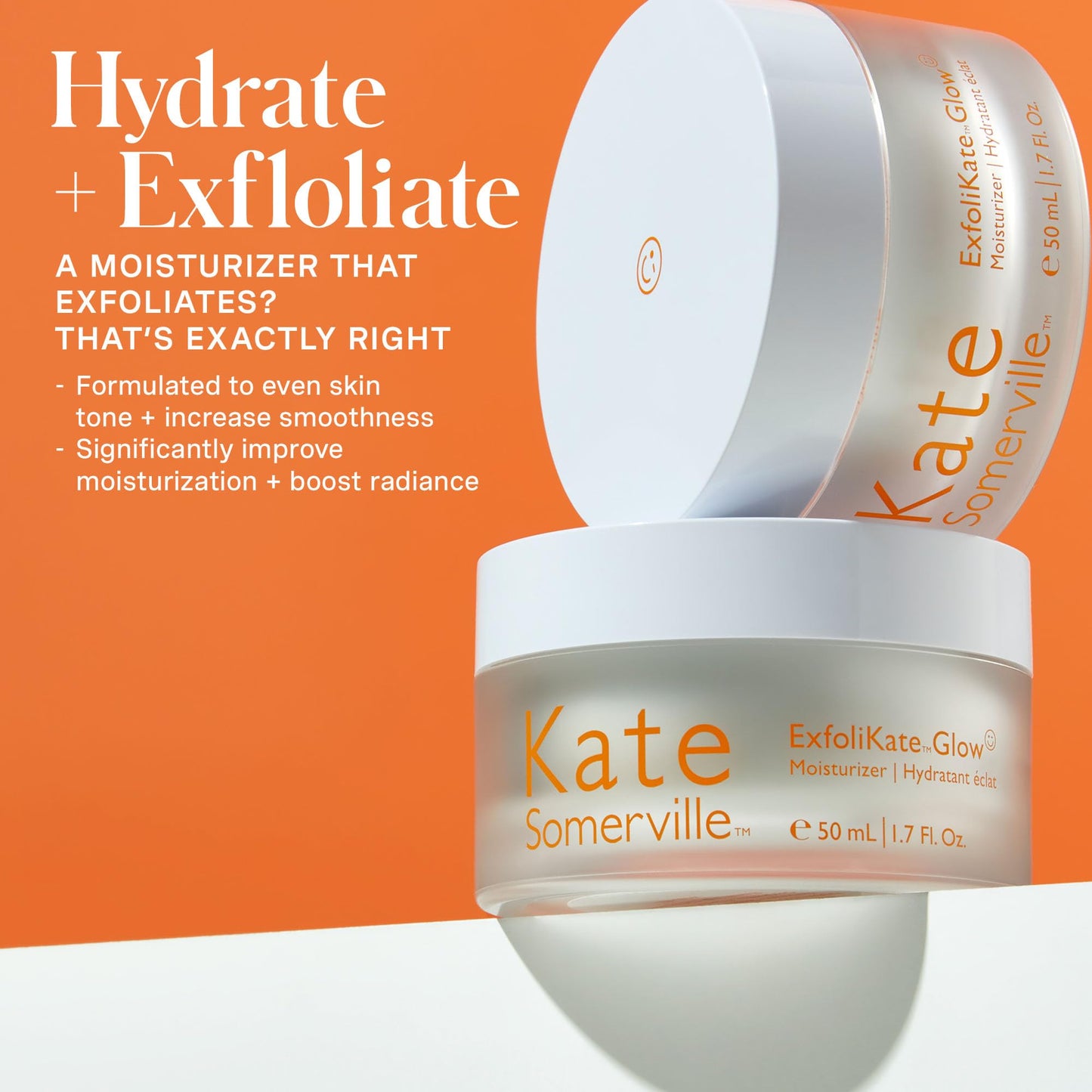 Kate Somerville ExfoliKate Glow Moisturizer – Clinically Formulated Daily Face Cream, Gently Exfoliates and Hydrates, 1.7 Fl Oz