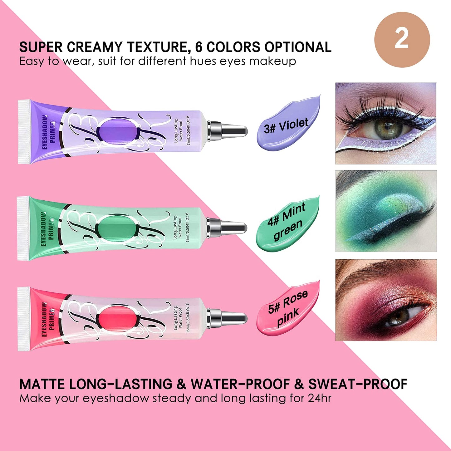2 Pack Matte White Eyeshadow Primer Eyeshadow Base (Set A)