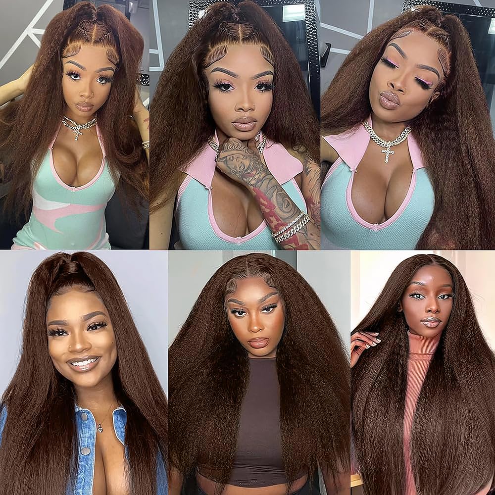 Yaki Straight Human Hair Bundles 26 Inch Kinky Straight Single Bundle #4 Chocolate Brown Human Hair Unprocessed Native Virgin Hair 100g Total 1 Extension Wet and Wavy Human Hair Extensions for Women