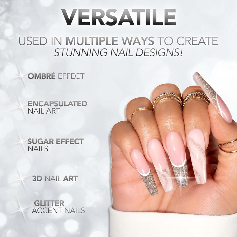 Kiara Sky DiamondFX Acrylic Powder - Reflective Nail Powder for Long-Lasting Manicure | 1 oz, Hopeless Romantic