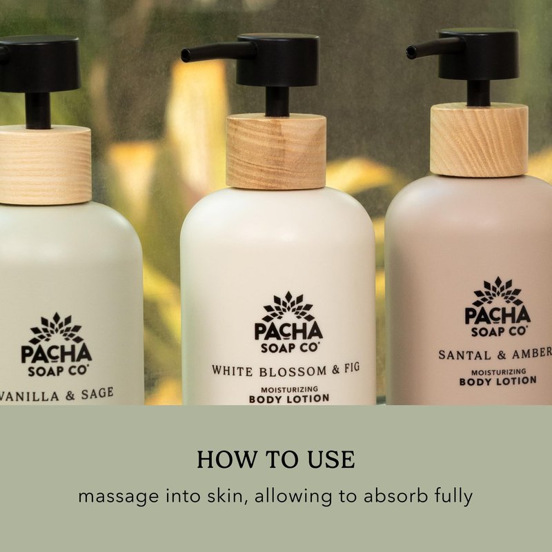 Pacha Soap Co. Body Lotion - Vanilla & Sage, Hydrating & Nourishing Formula with Clean Ingredients and Essential Oils, Dye Free, SLS Free, Paraben Free, Made in the USA, 2-Pack (16 fl oz Each)