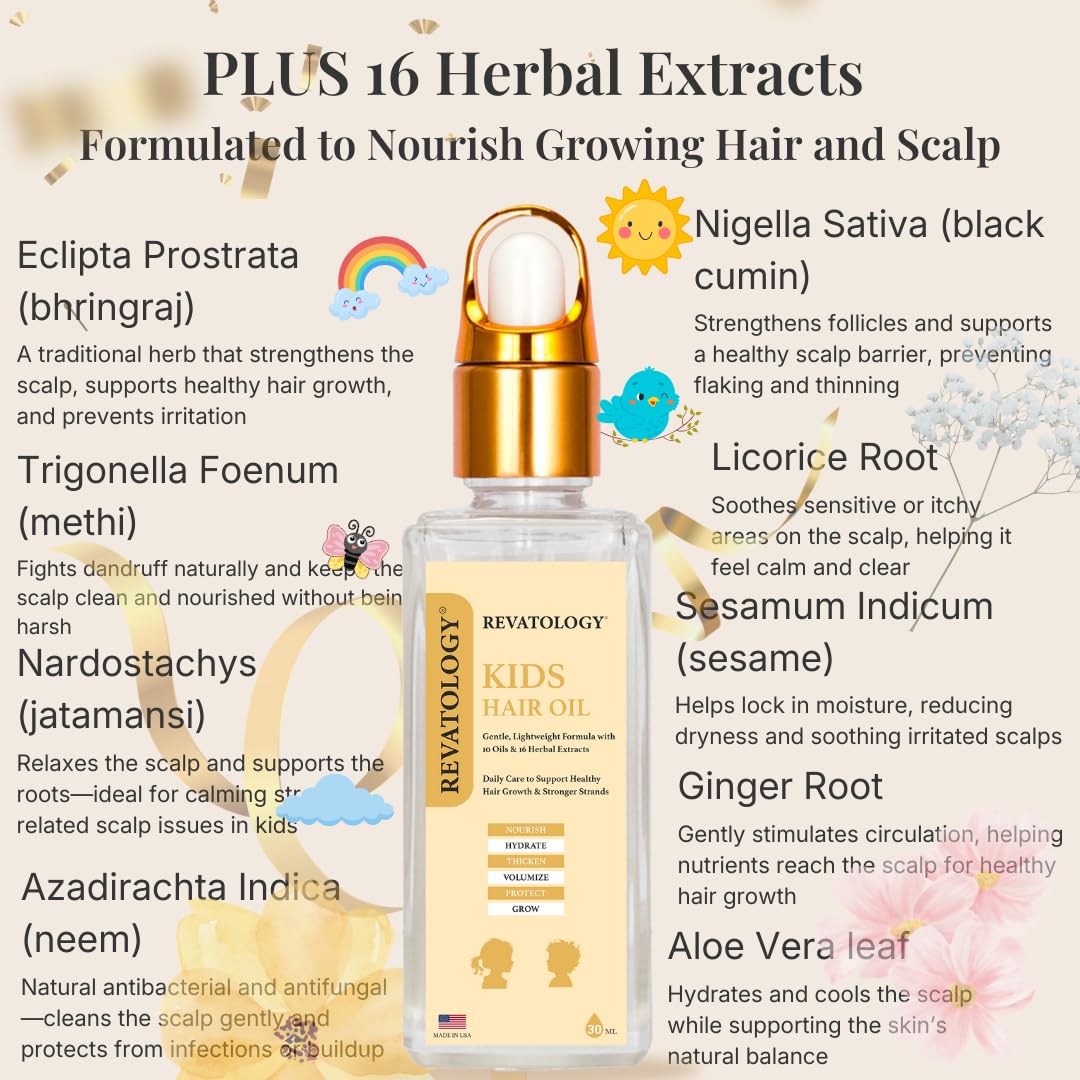 Kids & Baby Hair Growth Oil - High Potency Scalp Treatment with 26 Cold-Pressed Botanicals | For All Hair Types