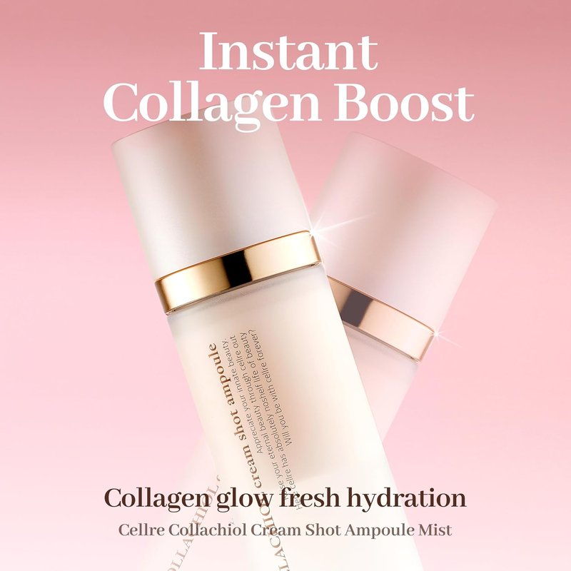 Collachiol Cream Shot Ampoule - 3-in-1 Toner, Serum & Cream Mist | Collagen & Bakuchiol for Smooth, Hydrated Skin | 145ml & Travel Size 55ml