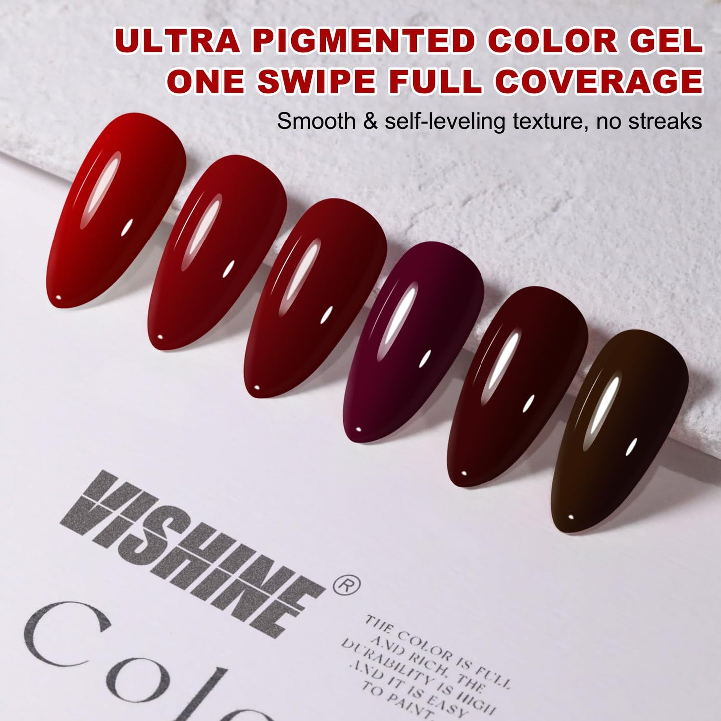 Vishine Gel Nail Polish 6 Colors Art Set, Mirror Soak Off UV LED Classic Color Set 8ml