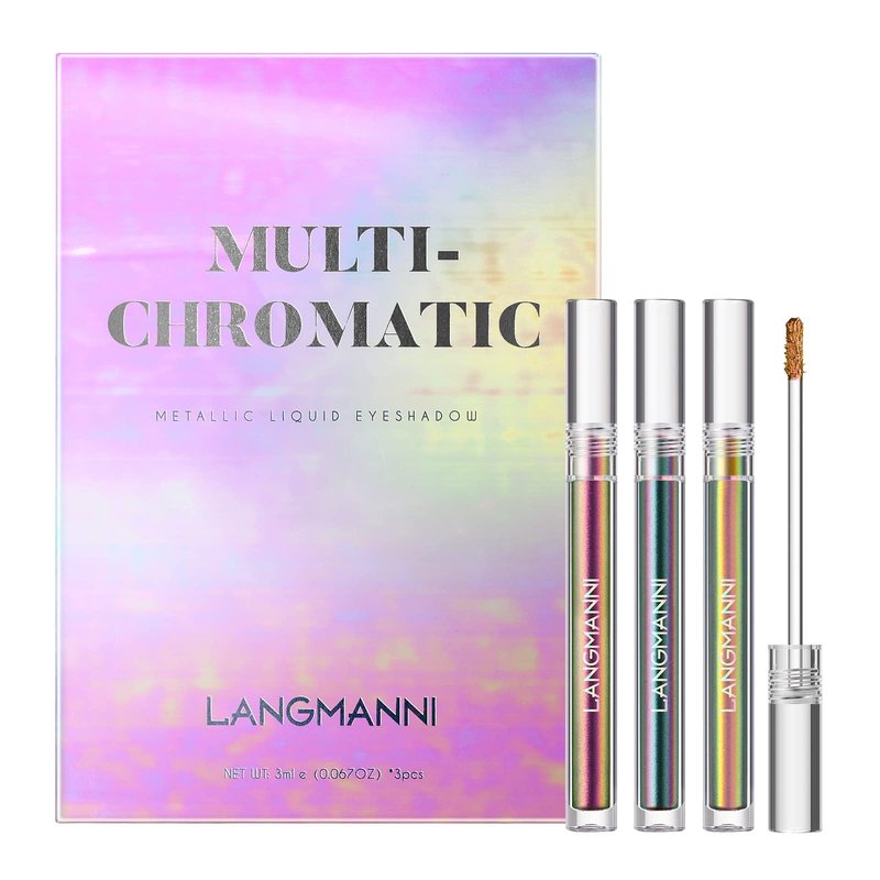 BIOKUSY 3 Colors Metallic Liquid Chameleon Eyeshadow, Multi-Dimensional Eye Looks, Long-lasting Holographic Glitter Multichrome Eyeshadows Makeup (#Peacock+Wonder+Ember)