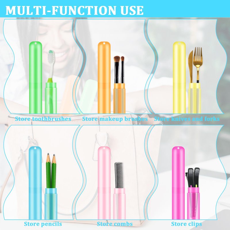 SIKEMAY 50 PCS Travel Toothbrush Holder Bulk, Back to School, Classroom Pencil Case for Kids, Toothbrush Case for Travel, Bathroom, Indoor, Outdoor, Trip, Camping, School