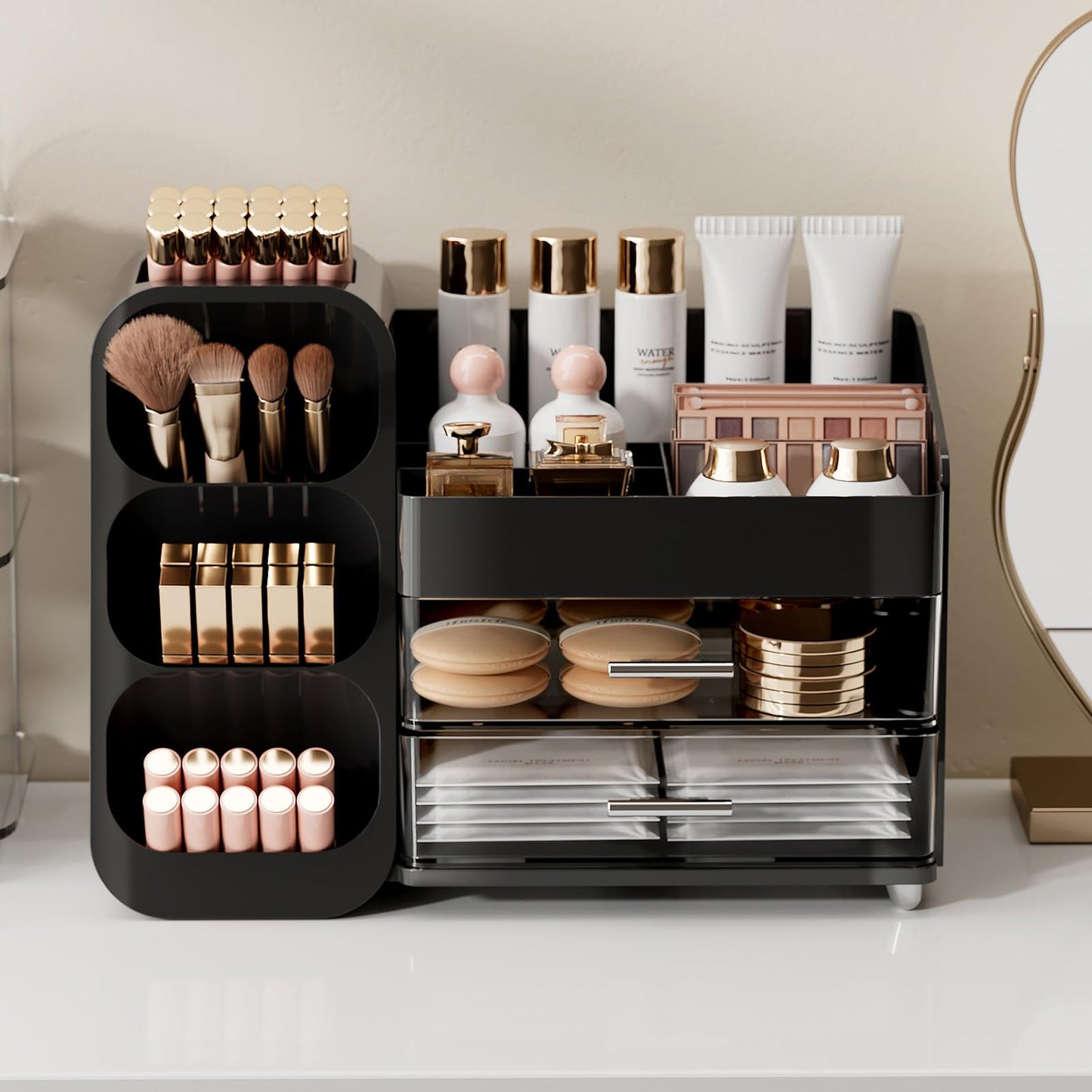 UFORU Makeup Organizer Countertop with Brush Holder for Vanity Bathroom