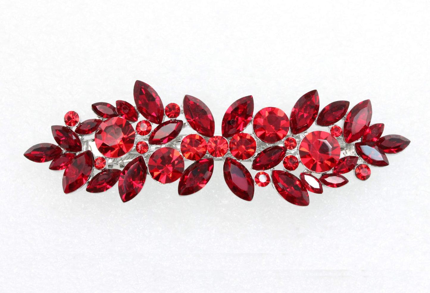Faship Gorgeous Red Rhinestone Crystal Floral Hair Barrette Clip