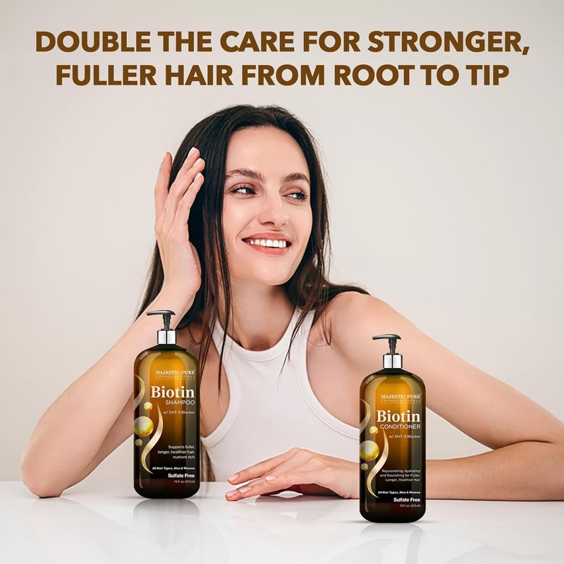Biotin Shampoo and Conditioner Set - DHT Blocker Complex for Healthy Hair | 16 fl oz Each, Sulfate Free