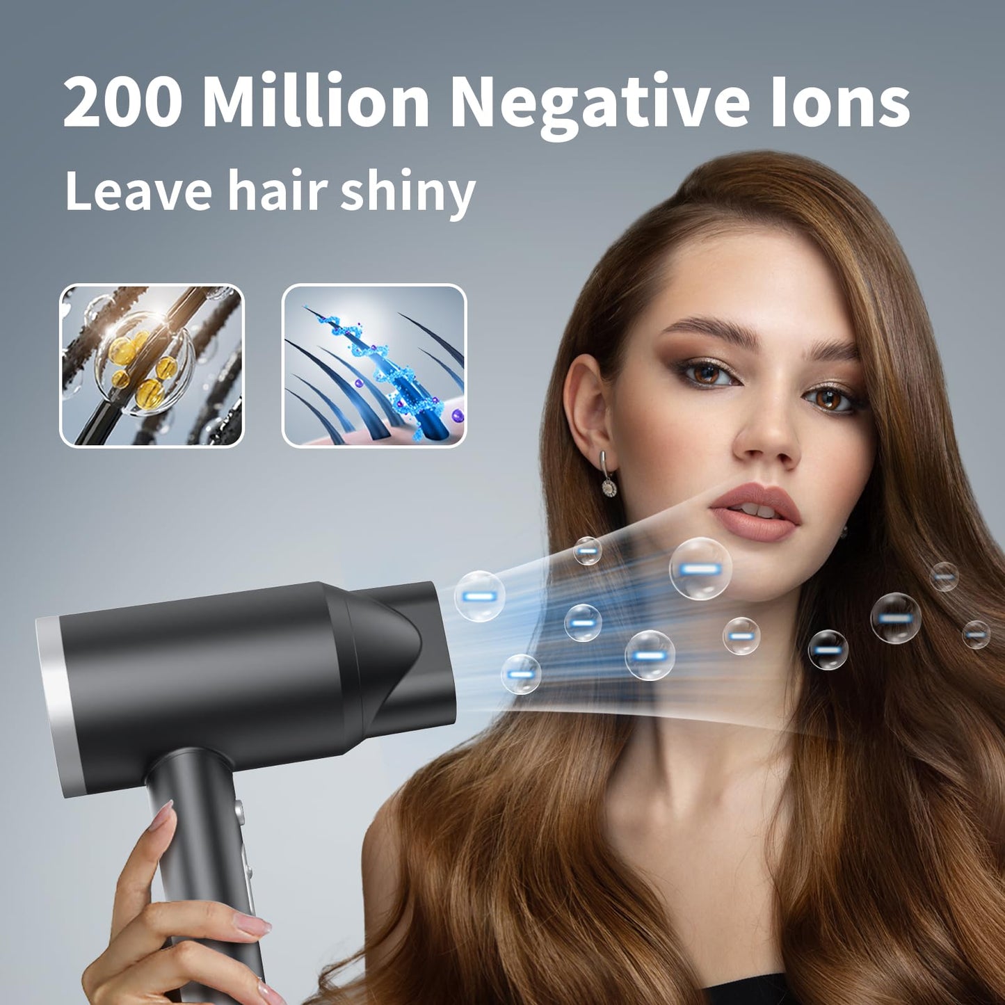 ANNE BETTY Ionic Hair Dryer with Diffuser, 1800W Blow Dryer for Women & Men, Fast-Drying, Lightweight, Low Noise, Hair Care Styling Tool for Home, Travel, Gifting