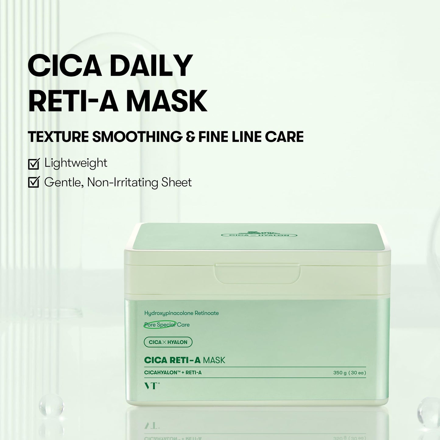 VT COSMETICS Daily Soothing Mask 30 Pcs and Cica Reti-A Mask Sheet 30 Pcs 11.83Oz(350g)*2